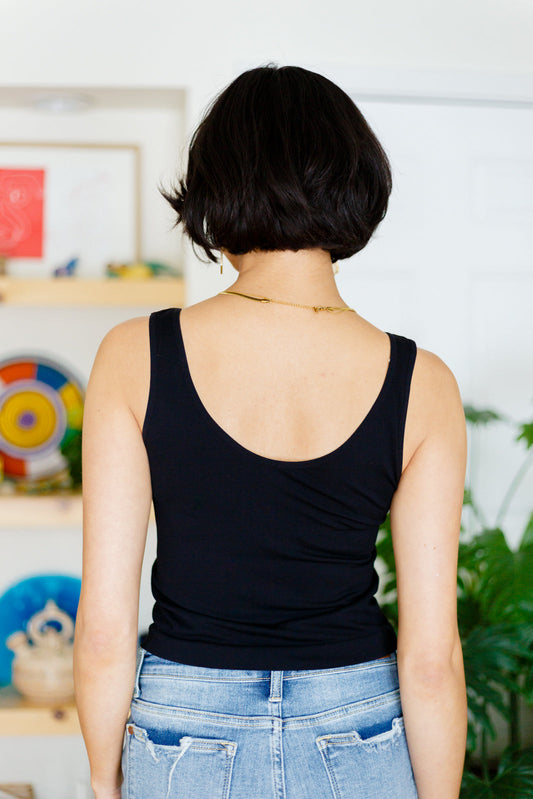 Carefree Seamless Reversible Tank in Black -DS