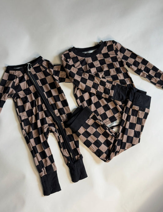 Charcoal Checkers Bamboo Toddler Set -DS